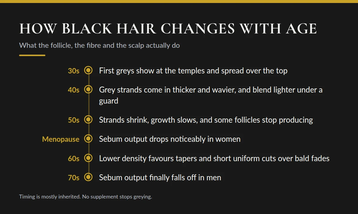 Summary card: How Black Hair Changes With Age